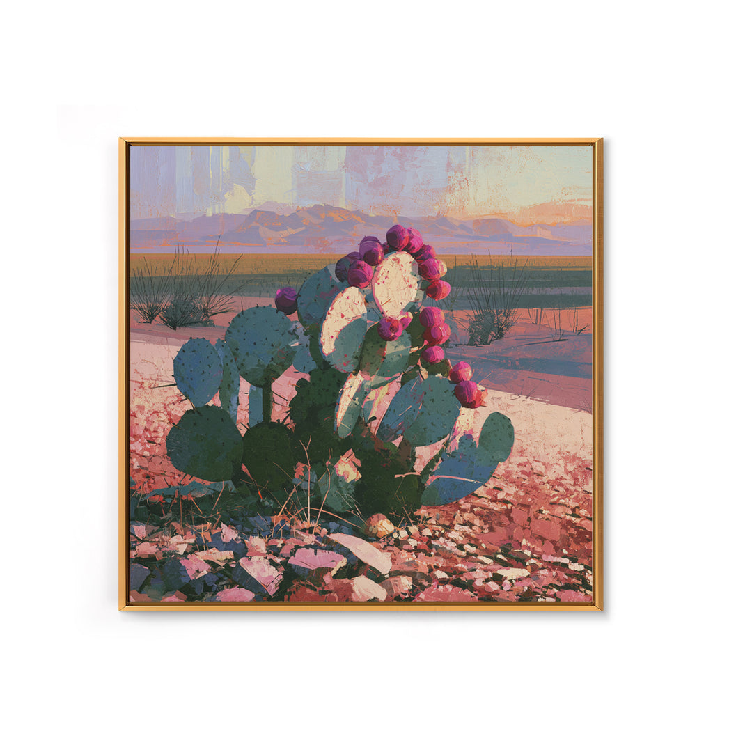 Prickly Pear Cactus Canvas Print, Desert Art, Minimalist Decor, Southwestern Decor, Fine Art, Desert, Boho, Original Art, DES-1x1-91