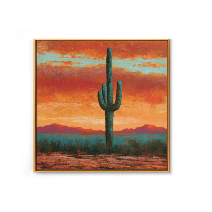 Saguaro Cactus under Orange Sunset Sky Canvas Print, Desert Art, Printable Art, Southwestern Decor, Fine Art, Desert, DES-1x1-97