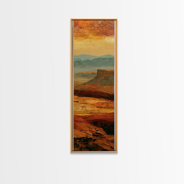 Abstract Mesa Landscape Framed Canvas Print, Desert Art, Western Wall Art, Southwestern Decor, Desert, Statement Artwork, DES-1x3-15