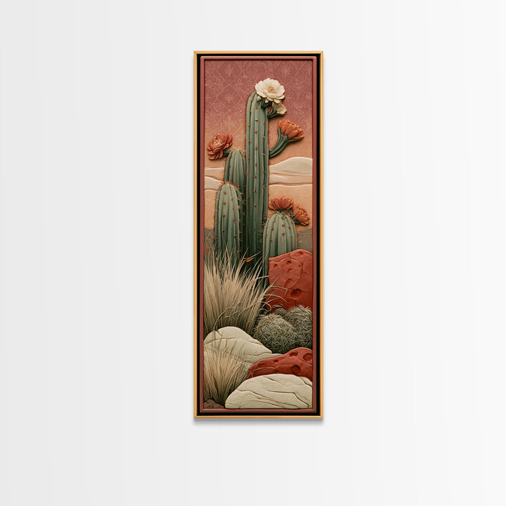 Cactus Botanical Plate Framed Canvas Print, Desert Art, Boho, Southwestern Decor, Fine Art, Desert, Mountain Wall Art, DES-1x3-20