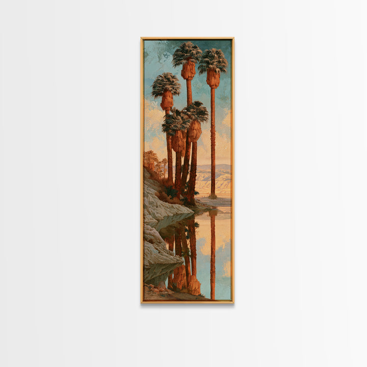 Palm Oasis Reflected Canvas Print, Desert Art, Landscape Art, Southwestern Decor, Fine Art, Desert, Art Print, DES-1x3-27