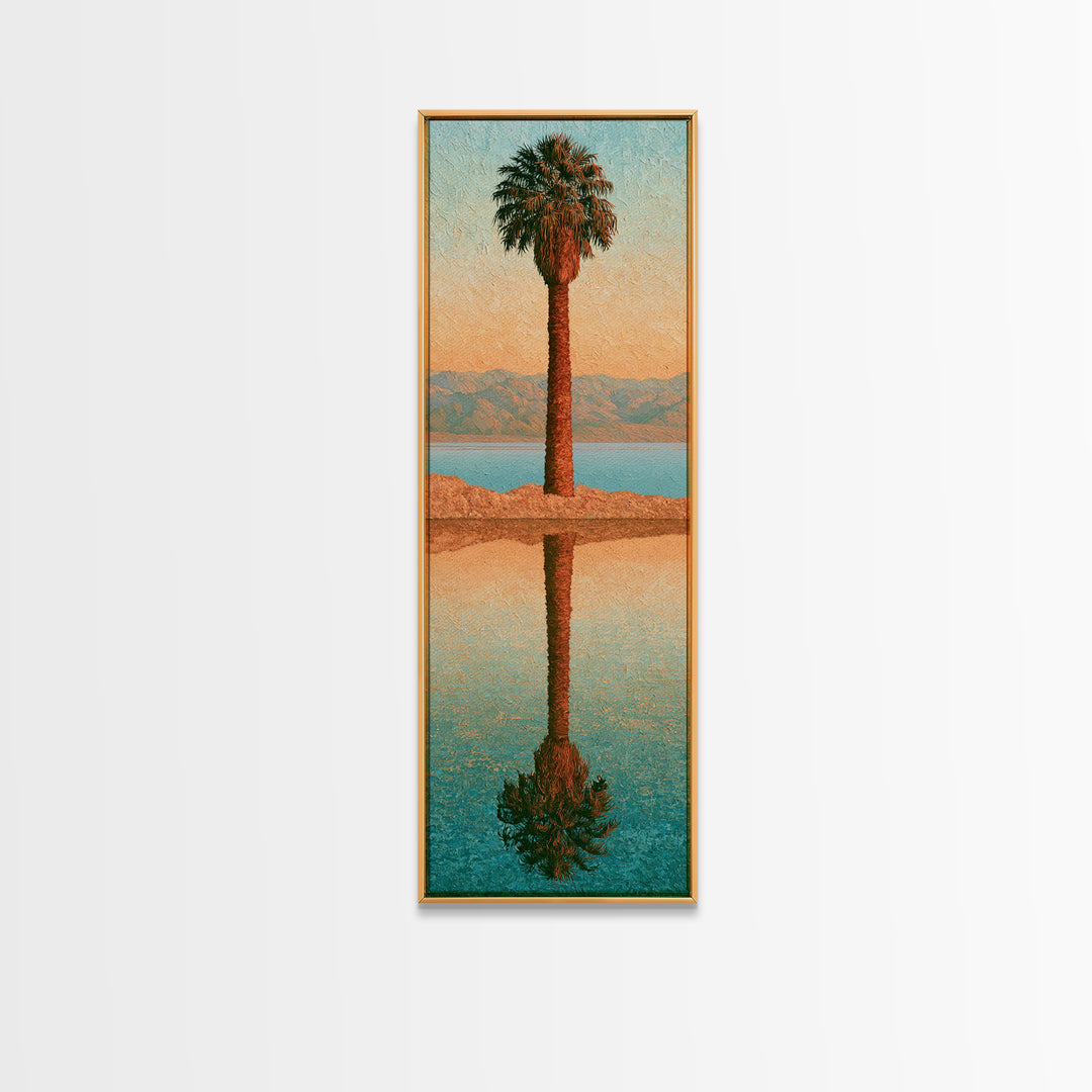 Palm Oasis Reflected Framed Canvas Print, Desert Art, Boho Decor, Southwestern Decor, Fine Art, Desert, Neutral Decor, DES-1x3-3
