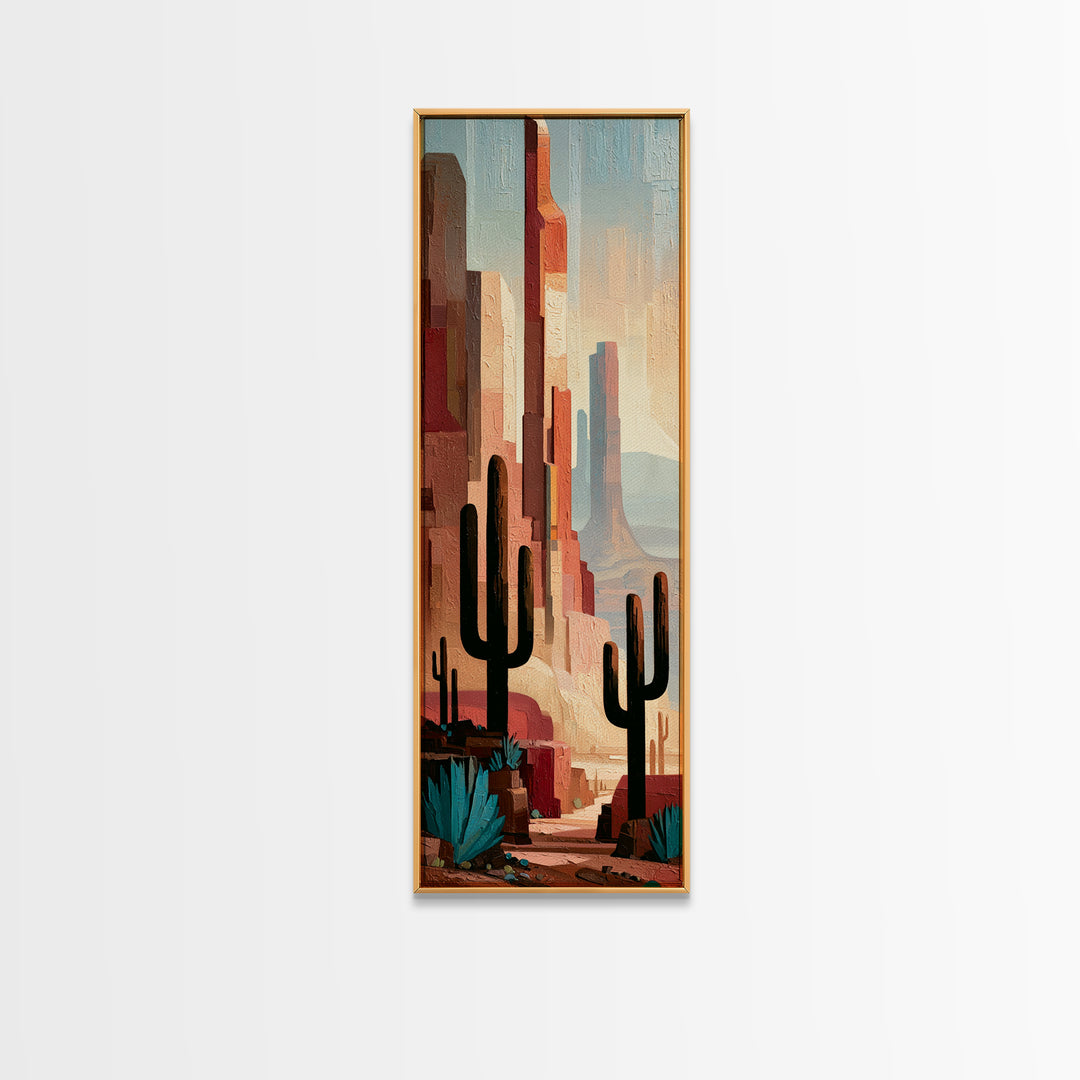Terracotta and Cream Geometric Landscape Framed Canvas Print, Desert Art, Fine Art Print, Southwestern Decor, Fine Art, Desert, DES-1x3-30