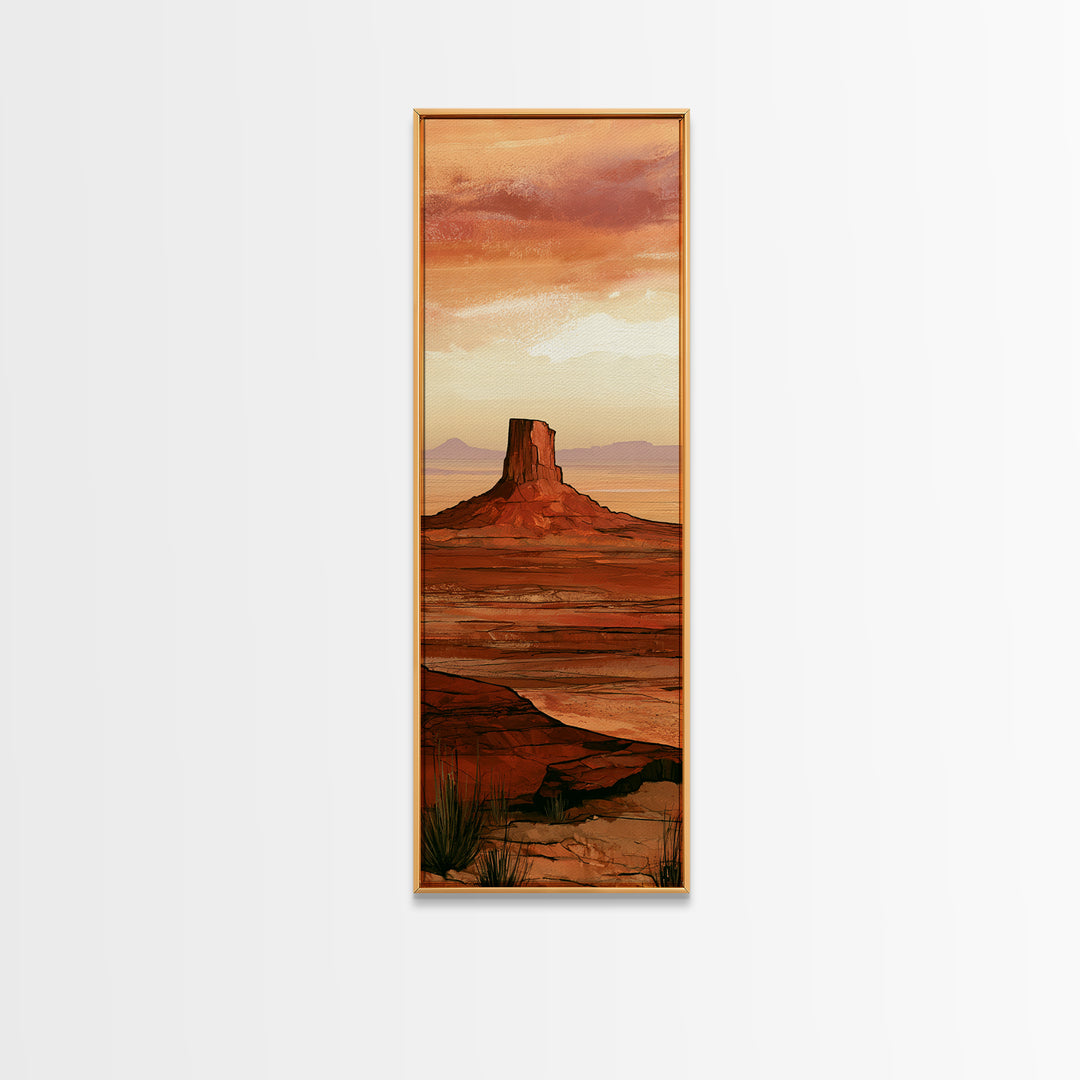 Abstract Mesa Landscape Canvas Print, Desert Art, Digital Download Art, Southwestern Decor, Oil Painting, Desert, DES-1x3-39