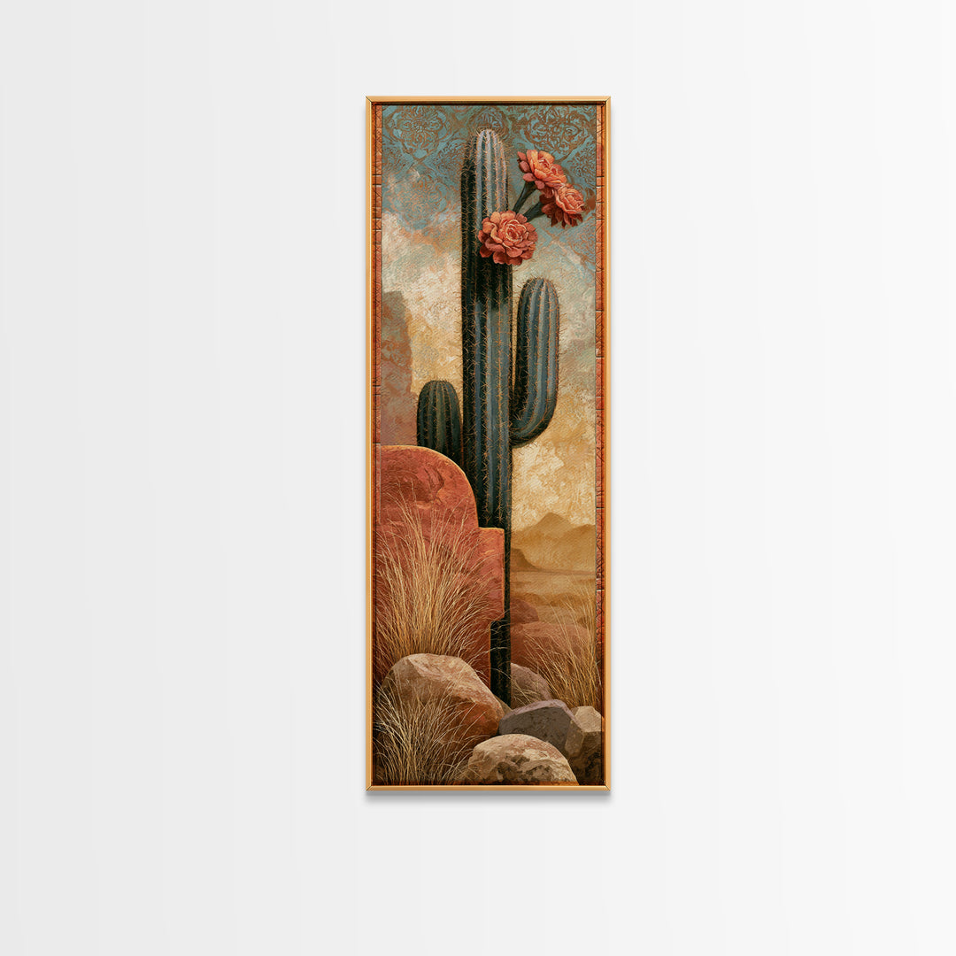 Cactus Botanical Plate Canvas Print, Desert Art, Digital Download Art, Southwestern Decor, Watercolor Art, Desert, DES-1x3-68