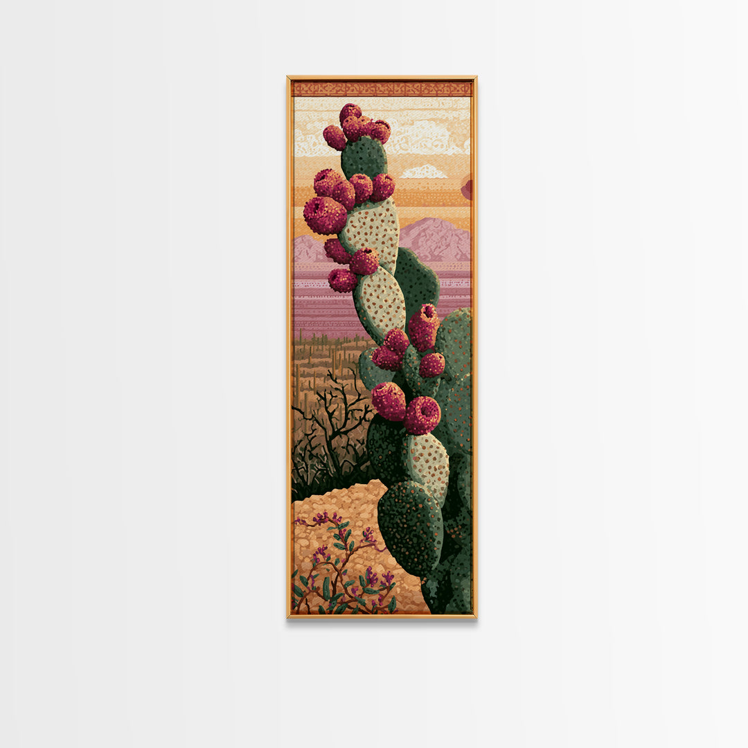 Prickly Pear Cactus Canvas Print, Desert Art, Western Decor, Southwestern Decor, Fine Art, Desert, Modern Decor, Fine Art Print, DES-1x3-7