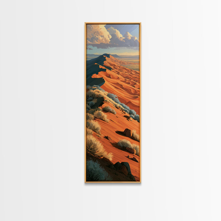 Wind Carved Dune Patterns from Above Framed Canvas Print, Desert Art, Gallery Decor, Southwestern Decor, Oil Painting, Desert, DES-1x3-80