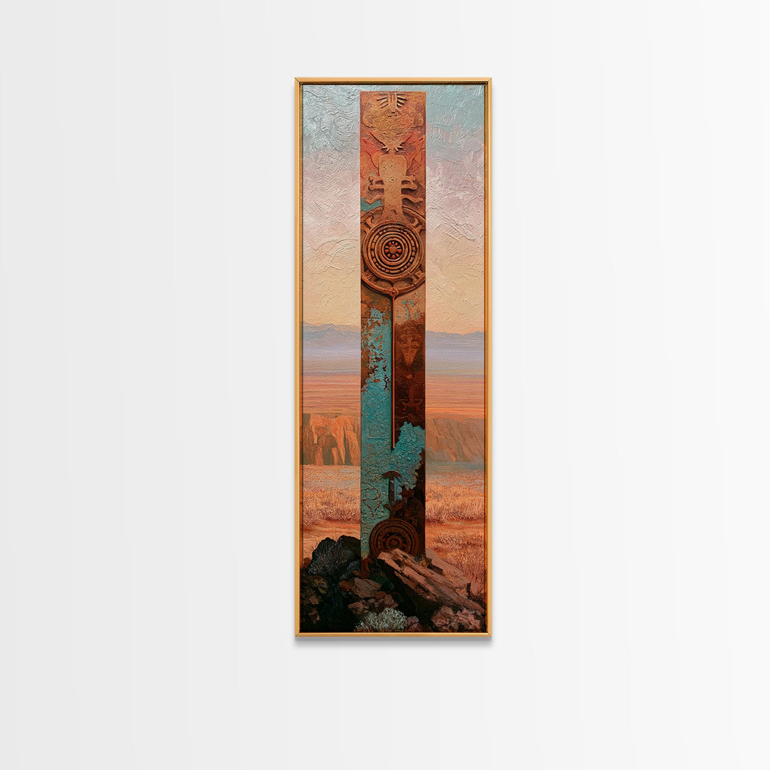 Ancient Desert Petroglyph Design Canvas Print, Desert Art, Digital Download Art, Southwestern Decor, Watercolor Art, Desert, DES-1x3-81