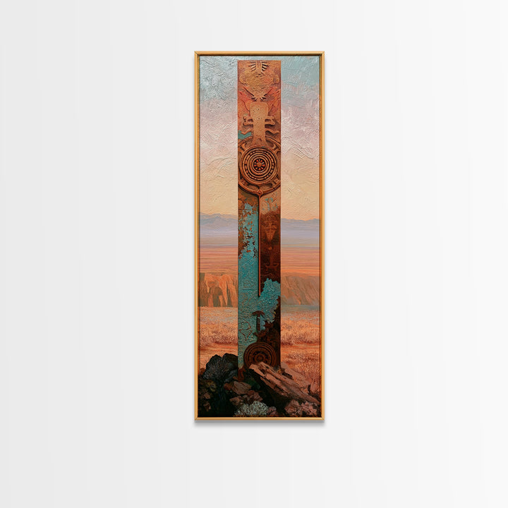 Ancient Desert Petroglyph Design Canvas Print, Desert Art, Digital Download Art, Southwestern Decor, Watercolor Art, Desert, DES-1x3-81