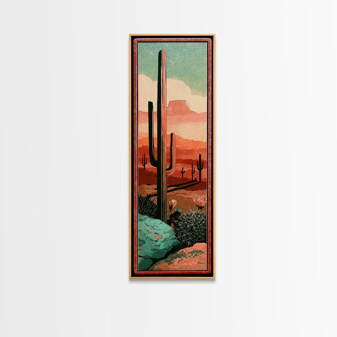 Cactus Botanical Plate Framed Canvas Print, Desert Art, Fine Art Print, Southwestern Decor, Fine Art, Desert, Digital Prints, DES-1x3-92