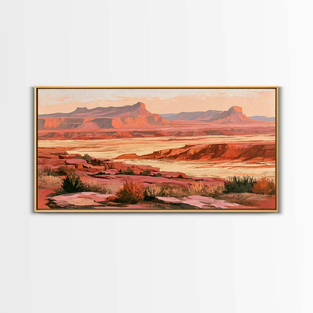 Abstract Mesa Landscape Framed Canvas Print, Desert Art, Original Art, Southwestern Decor, Fine Art, Desert, Landscape Wall Art, DES-2x1-23