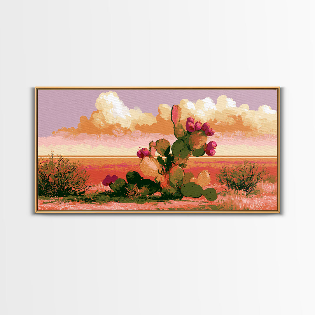 Prickly Pear Cactus Canvas Print, Desert Art, Bedroom Wall Art, Southwestern Decor, Fine Art, Desert, Fine Art Print, DES-2x1-63