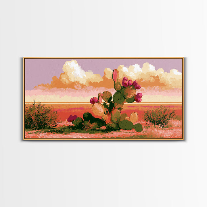 Prickly Pear Cactus Canvas Print, Desert Art, Bedroom Wall Art, Southwestern Decor, Fine Art, Desert, Fine Art Print, DES-2x1-63