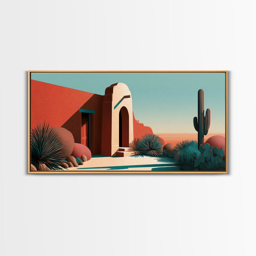 Adobe Doorway with Turquoise Shadow Canvas Print, Desert Art, Western Decor, Southwestern Decor, Fine Art, Desert, Modern Decor, DES-2x1-73