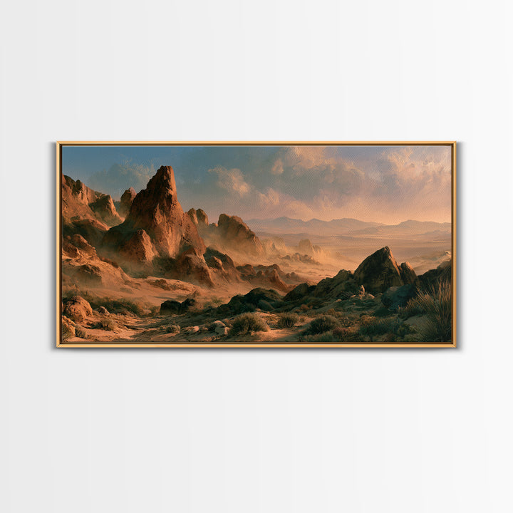 Ancient Desert Petroglyph Design Canvas Print, Desert Art, Landscape Wall Art, Southwestern Decor, Oil Painting, Desert, DES-2x1-89