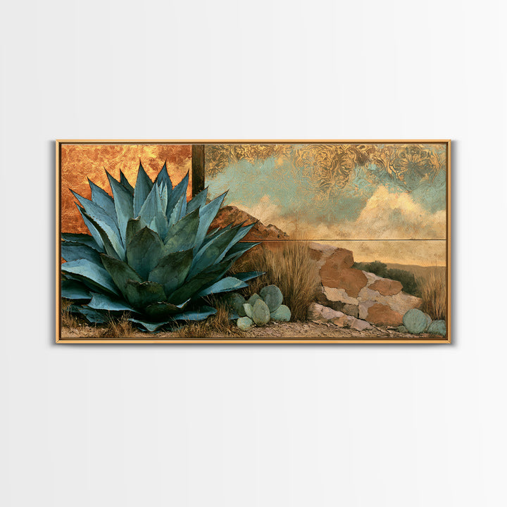 Agave Plant Closeup Framed Canvas Print, Desert Art, Abstract Wall Art, Southwestern Decor, Desert, Digital Download Art, DES-2x1-92
