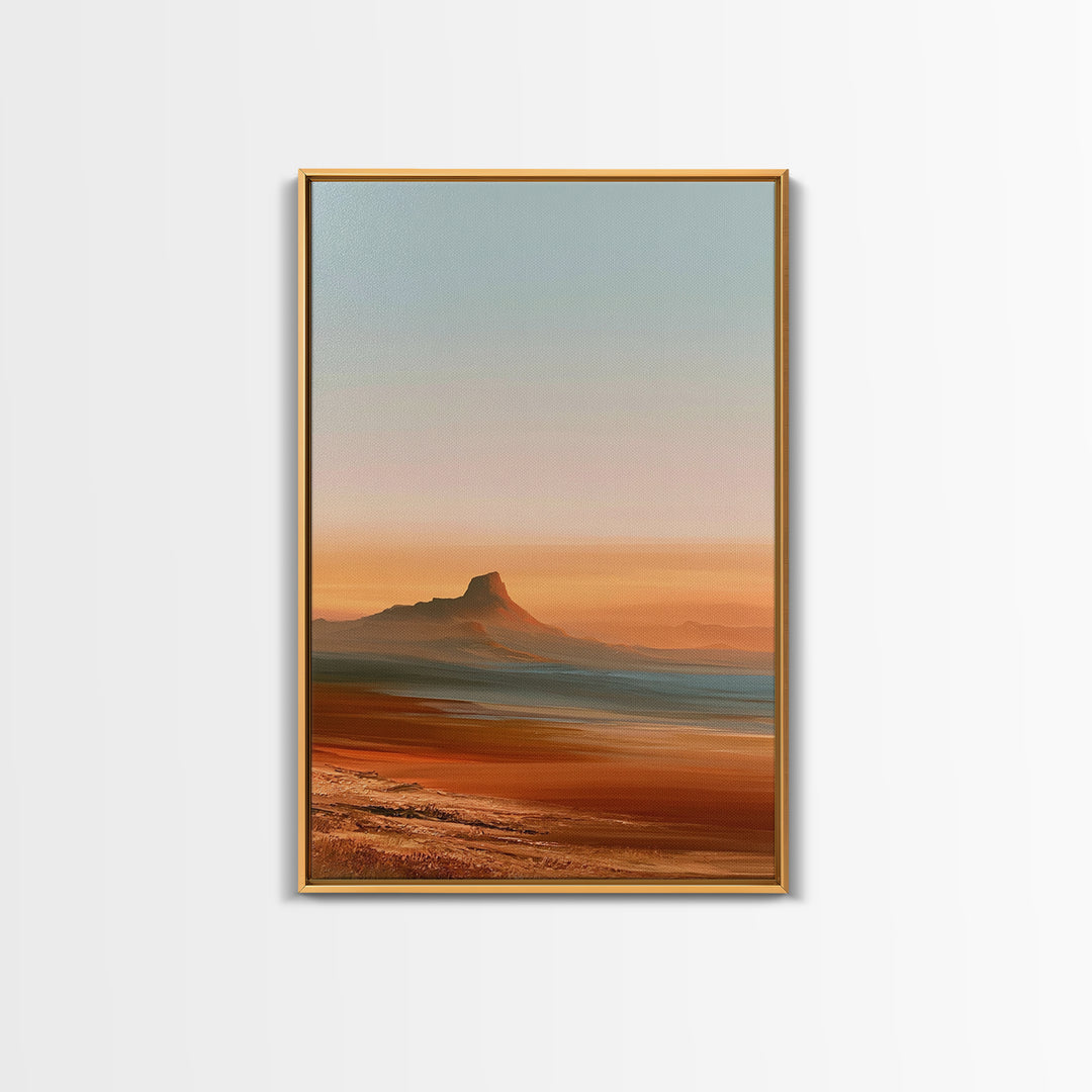 Abstract Heatwave Horizon Framed Canvas Print, Desert Art, Living Room Decor, Southwestern Decor, Desert, Botanical Art, DES-2x3-21