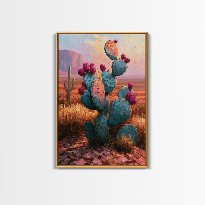 Prickly Pear Cactus Framed Canvas Print, Desert Art, Wall Art Prints, Southwestern Decor, Fine Art, Desert, Boho Decor, DES-2x3-3