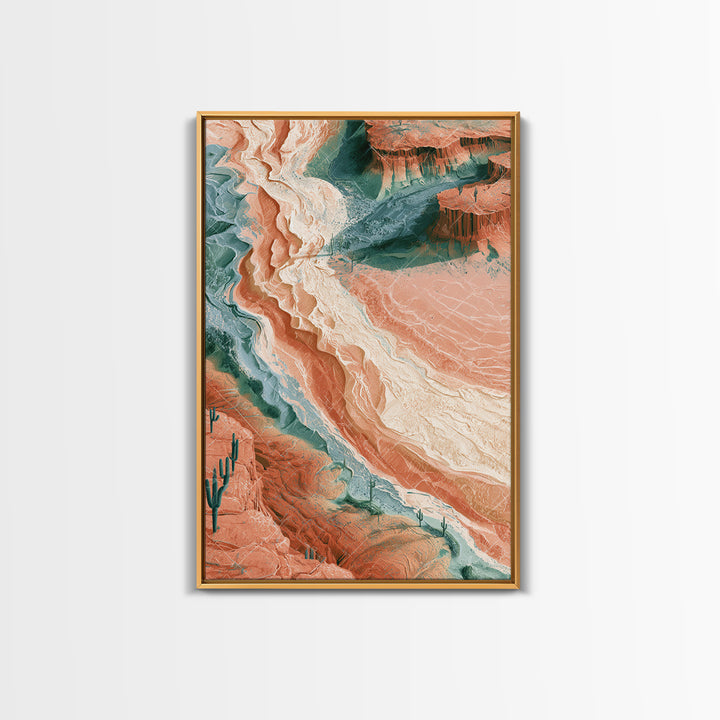Wind Carved Dune Patterns from Above Framed Canvas Print, Desert Art, Original Painting, Southwestern Decor, Fine Art, Desert, DES-2x3-4