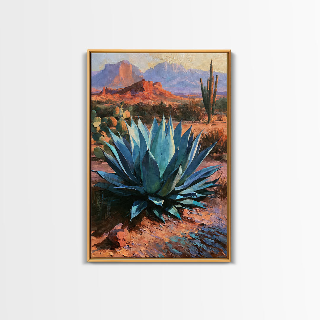 Agave Plant Closeup Framed Canvas Print, Desert Art, Wall Art Prints, Southwestern Decor, Fine Art, Desert, Boho Decor, DES-2x3-56