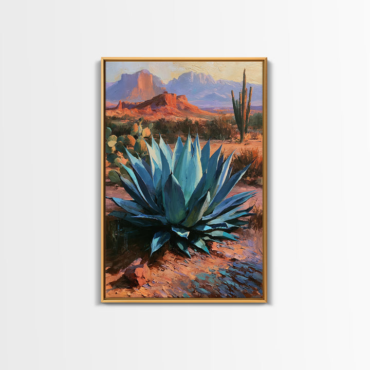 Agave Plant Closeup Framed Canvas Print, Desert Art, Wall Art Prints, Southwestern Decor, Fine Art, Desert, Boho Decor, DES-2x3-56