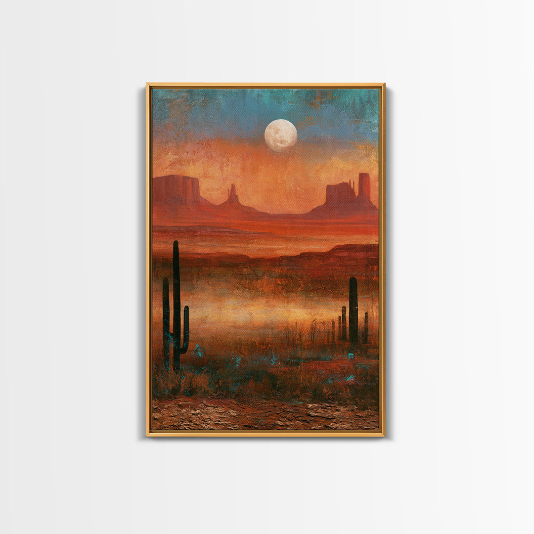 Desert Moon over Rolling Sand Canvas Print, Desert Art, Apartment Decor, Southwestern Decor, Fine Art, Desert, Landscape Art, DES-2x3-66