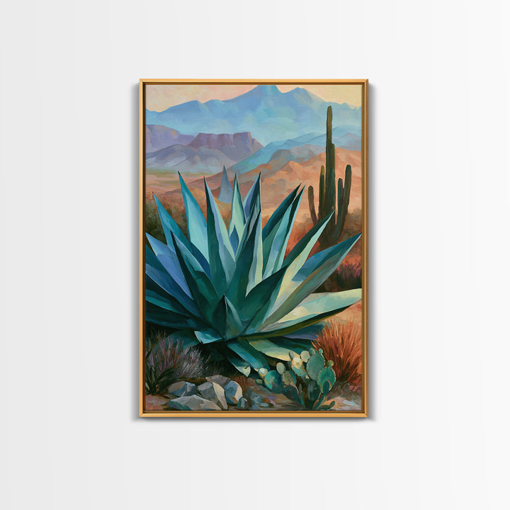 Agave Plant Closeup Framed Canvas Print, Desert Art, Art Print, Southwestern Decor, Fine Art, Desert, Original Painting, DES-2x3-8