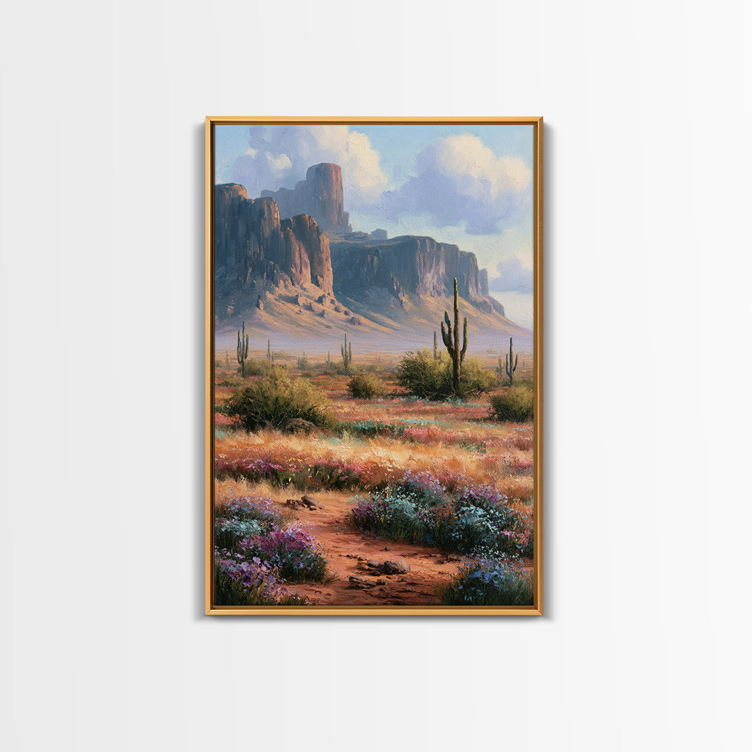 Desert Wildflowers After Spring Rain Framed Canvas Print, Desert Art, Wall Art, Southwestern Decor, Watercolor Art, Desert, DES-2x3-84