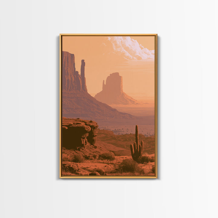 Monument Valley Silhouette Framed Canvas Print, Desert Art, Gallery Decor, Southwestern Decor, Fine Art, Desert, Home Decor, DES-2x3-89