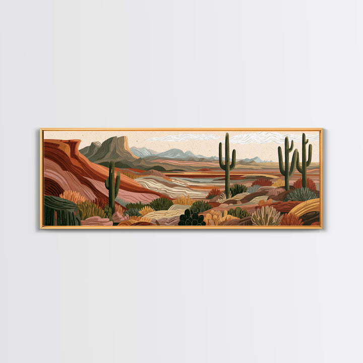 Ancient Desert Petroglyph Design Canvas Print, Desert Art, Landscape Wall Art, Southwestern Decor, Oil Painting, Desert, DES-3x1-13