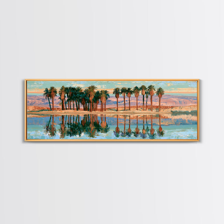 Palm Oasis Reflected Canvas Print, Desert Art, Home Decor, Southwestern Decor, Desert, Printable Art, Living Room Decor, DES-3x1-31