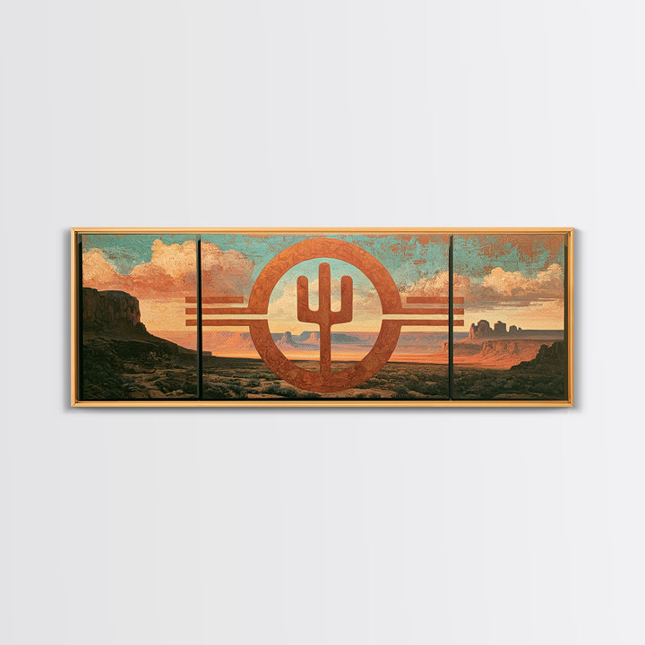 Ancient Desert Petroglyph Design Framed Canvas Print, Desert Art, Nature Wall Art, Southwestern Decor, Fine Art, Desert, DES-3x1-37