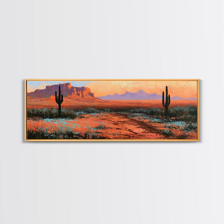 Desert Wildflowers After Spring Rain Framed Canvas Print, Desert Art, Fine Art Print, Southwestern Decor, Watercolor Art, DES-3x1-44