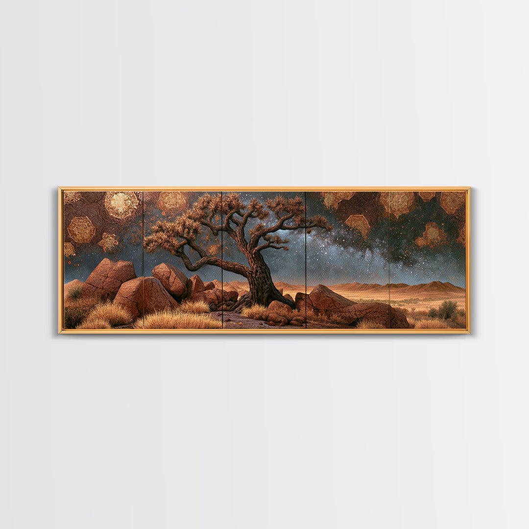 Joshua Tree under Star Filled Night Canvas Print, Desert Art, Landscape Art, Southwestern Decor, Watercolor Art, Desert, DES-3x1-46