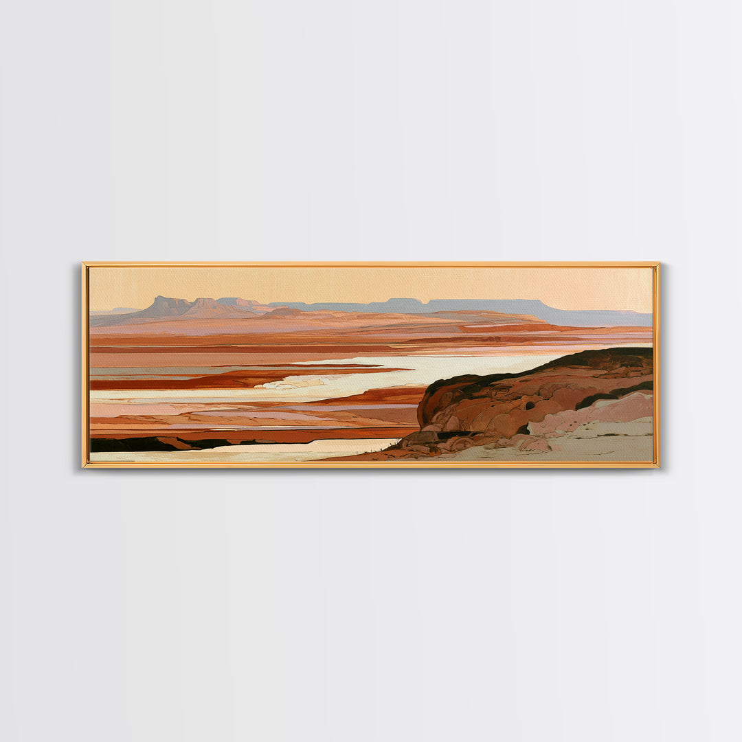 Abstract Mesa Landscape Framed Canvas Print, Desert Art, Abstract Wall Art, Southwestern Decor, Desert, Digital Download Art, DES-3x1-67
