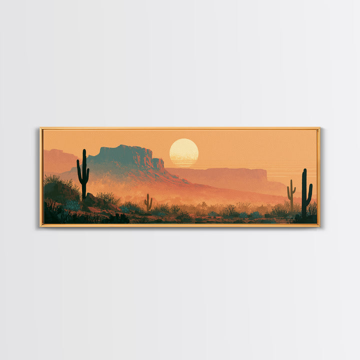 Minimal Beige Sun Canvas Print, Desert Art, Bedroom Wall Art, Southwestern Decor, Watercolor Art, Desert, Fine Art Print, DES-3x1-86