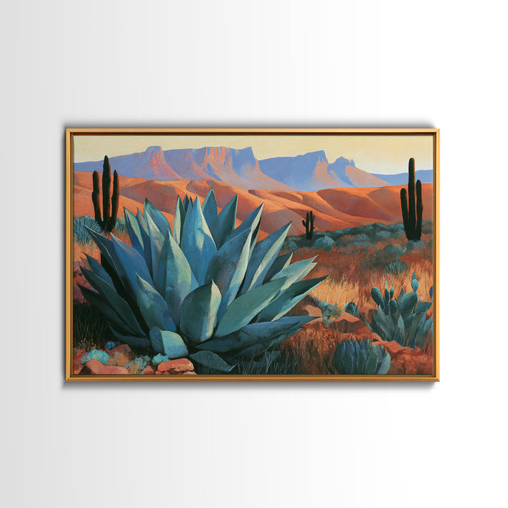 Agave Plant Closeup Framed Canvas Print, Desert Art, Boho, Southwestern Decor, Desert, Mountain Wall Art, Landscape Wall Art, DES-3x2-100