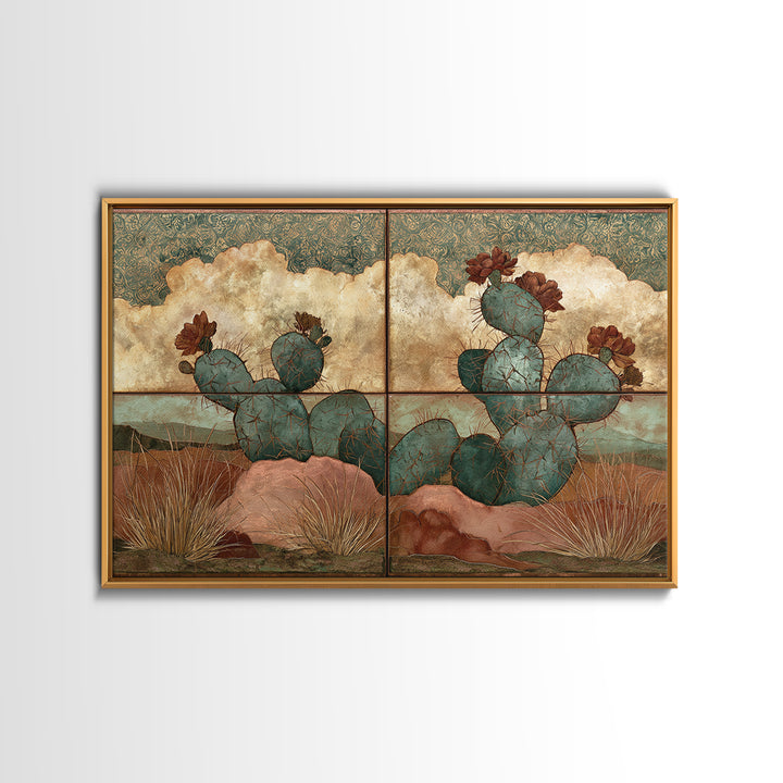 Cactus Botanical Plate Canvas Print, Desert Art, Neutral Decor, Southwestern Decor, Oil Painting, Desert, Wall Decor, DES-3x2-12