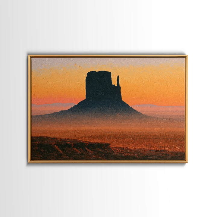 Monument Valley Silhouette Framed Canvas Print, Desert Art, Gallery Decor, Southwestern Decor, Fine Art, Desert, Home Decor, DES-3x2-13