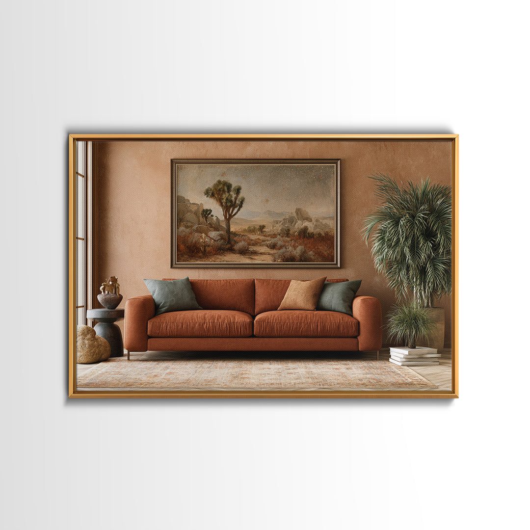 Joshua Tree under Star Filled Night Canvas Print, Desert Art, Living Room Art, Southwestern Decor, Fine Art, Desert, DES-3x2-34