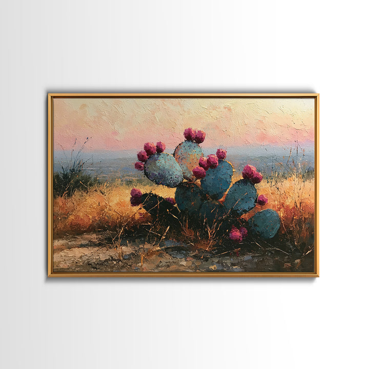 Prickly Pear Cactus Framed Canvas Print, Desert Art, Modern Wall Art, Southwestern Decor, Fine Art, Desert, Gallery Decor, DES-3x2-47