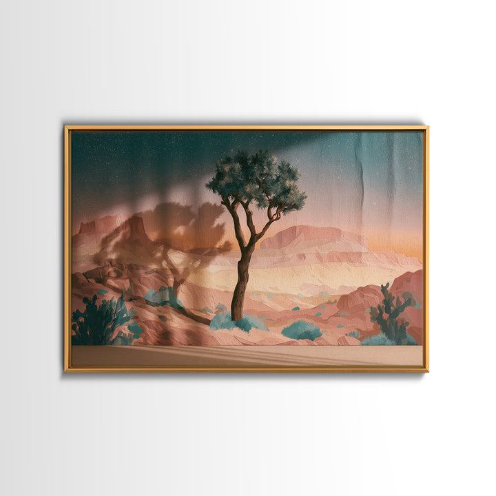 Joshua Tree under Star Filled Night Canvas Print, Desert Art, Living Room Art, Southwestern Decor, Fine Art, Desert, DES-3x2-58