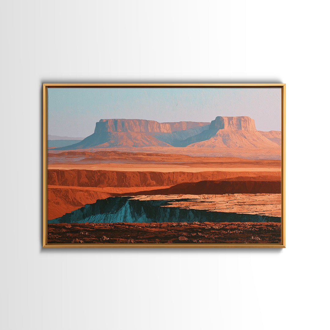 Abstract Mesa Landscape Framed Canvas Print, Desert Art, Western Wall Art, Southwestern Decor, Desert, Statement Artwork, DES-3x2-7