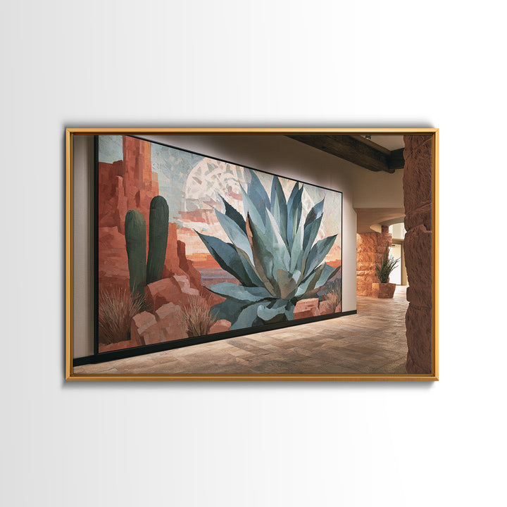 Agave Plant Closeup Canvas Print, Desert Art, Print, Southwestern Decor, Fine Art, Desert, Watercolor Painting, Modern Wall Art, DES-3x2-76