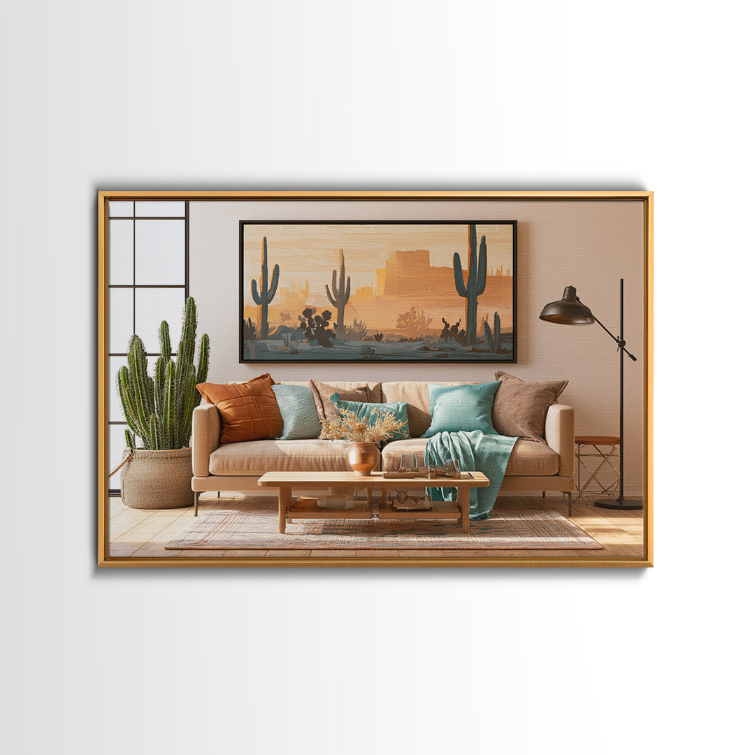 Cactus Botanical Plate Canvas Print, Desert Art, Apartment Decor, Southwestern Decor, Fine Art, Desert, Landscape Art, DES-3x2-84