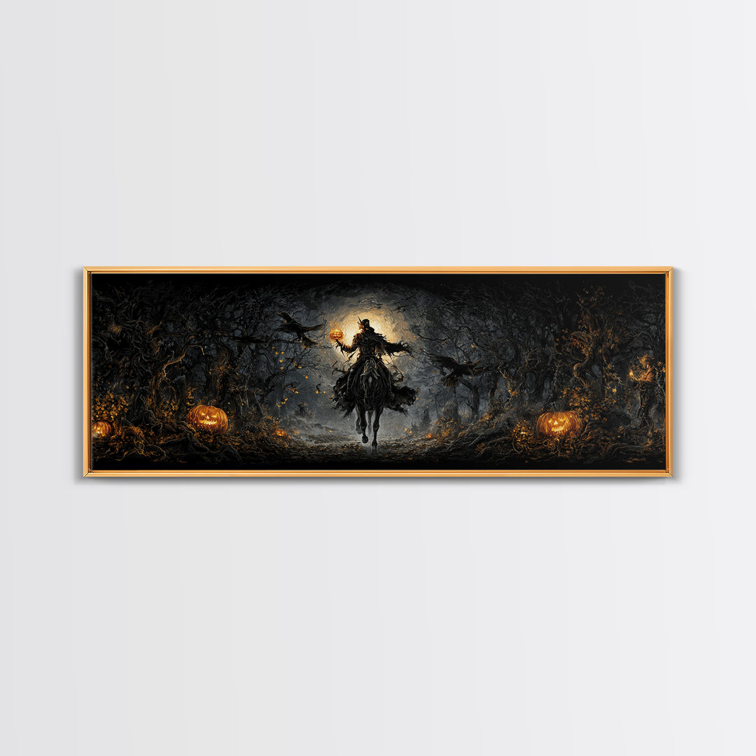 The Headless Horseman, Extra Wide Wall Art, Spooky Home Decor, Canvas Print, Halloween Wall Decor, Gothic Home Decor, Halloween Wall Art