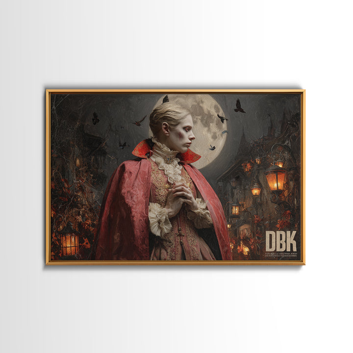 The Crimson Vampire, Landscape Wall Art, Dark Fantasy Wall Art, Canvas Print, Halloween Wall Decor, Gothic Home Decor, Seasonal Home Decor