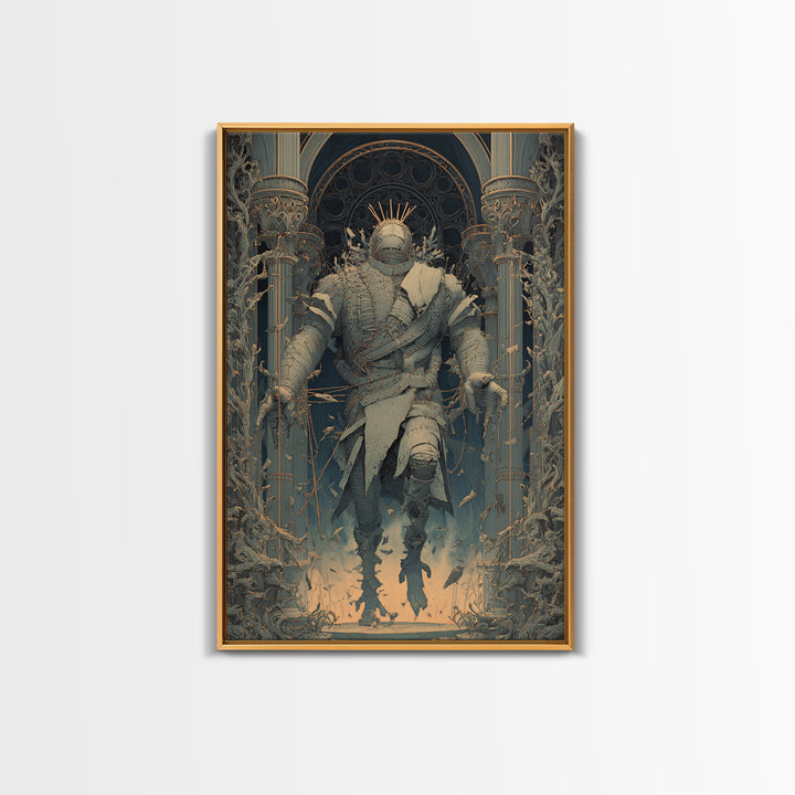 The Stitched Giant, Vertical Wall Art, Gothic Horror Wall Art, Framed Canvas Print, Halloween Wall Decor, Gothic Home Decor