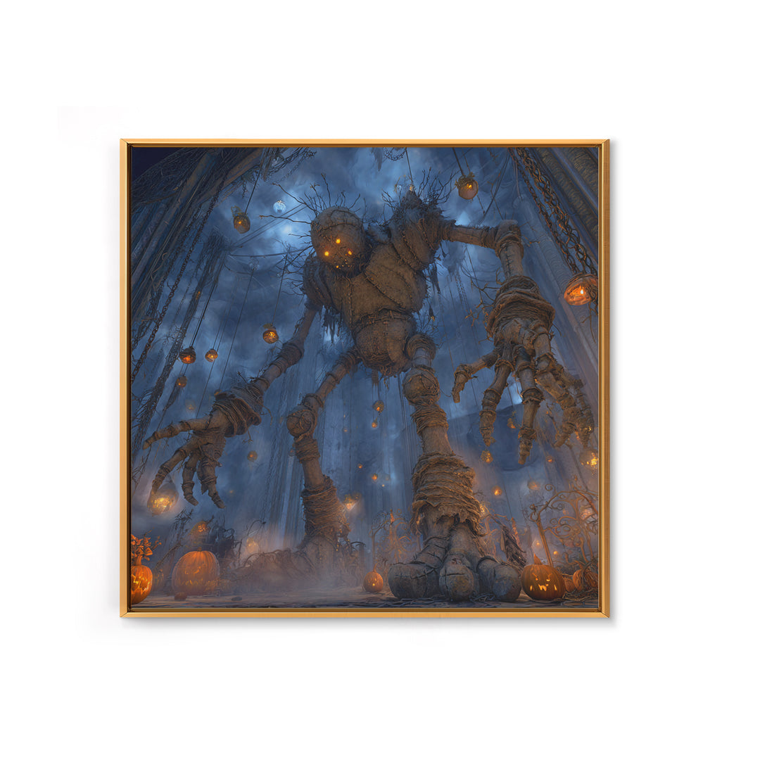 The Stitched Giant, Square Wall Art, Macabre Wall Art, Framed Canvas Print, Halloween Wall Decor, Gothic Home Decor, Seasonal Home Decor