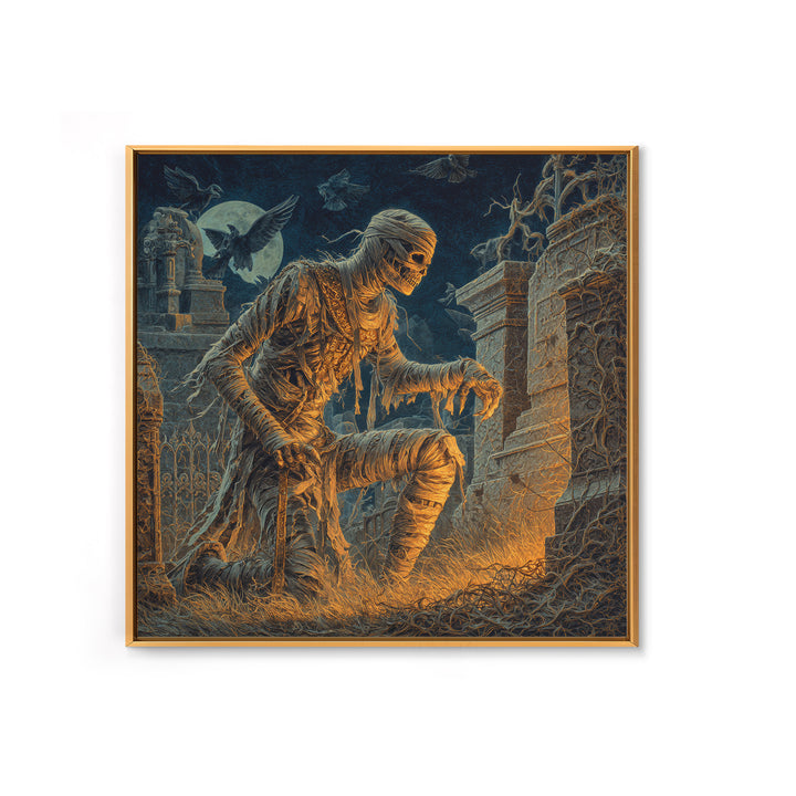 The Mummy Pharaoh, Square Wall Art, Gothic Horror Wall Art, Framed Canvas Print, Halloween Wall Decor, Gothic Home Decor, Macabre Wall Art